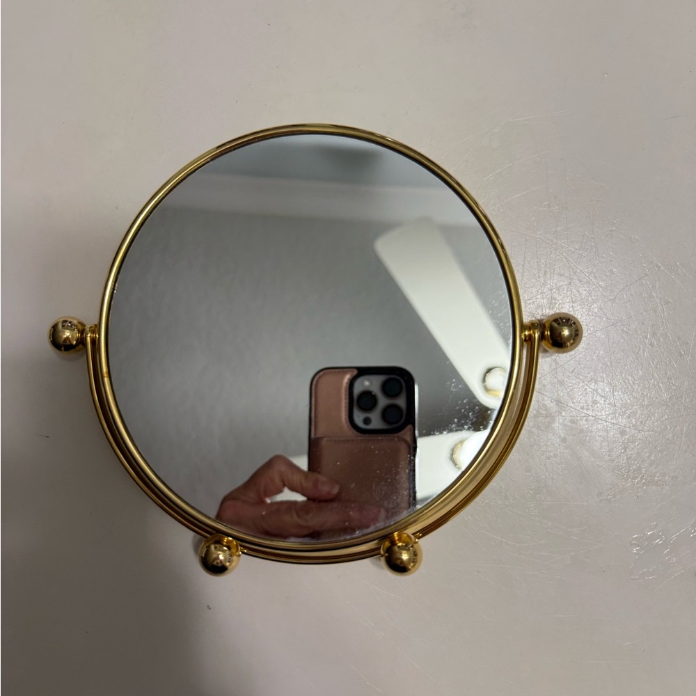 NWOT Mirror, countertop, magnifier/regular sided, gold - Picture 6 of 8
